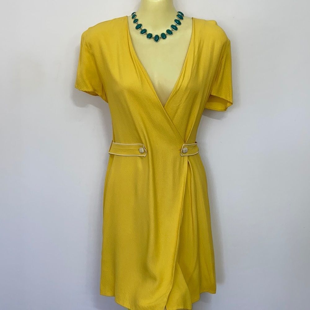 Rag & Bone Dress Buttercup Yellow Faux Wrap "Tabitha" Mini Dress XS NWOT